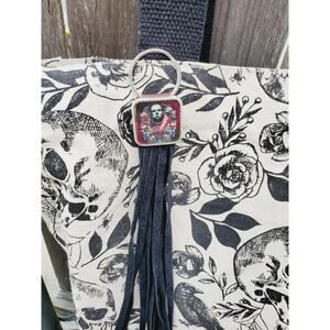 Handmade Halloween horror Leather Fringe purse bag charm keychain spooky vibes